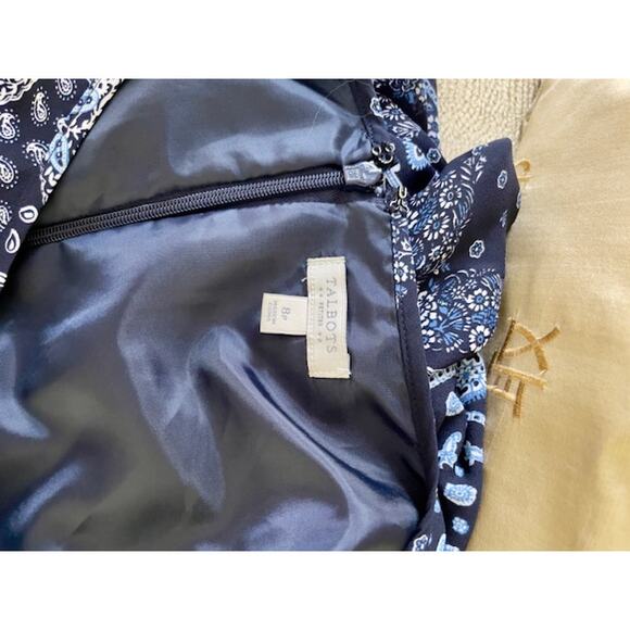 Talbots Petites 8P Blue Paisley Maxi Dress Sleeveless Beachy Flowy Date Night - Picture 2 of 5